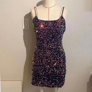 BP Purple Sequined Mini Dress Women's M Evening Wear Cocktail Holiday
